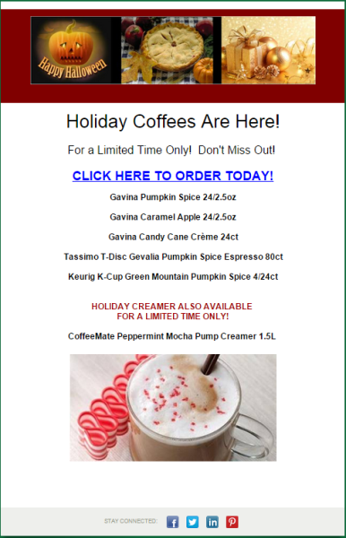 30 Creative Email Ideas For Your Holiday Email Marketing image Gourmet Coffee Holiday Announcement 386x600.png
