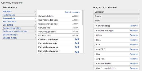 Which Google AdWords Conversion Rate Should You Be Tracking? Which Google AdWords Conversion Rate Should You Be Tracking? image AdWords custom columns detail.png
