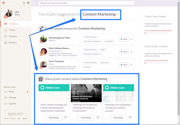 7 Practical Ways to Find Content Your Followers Will Love image Klout Finding Content 1 1024x7156.png6 600x418