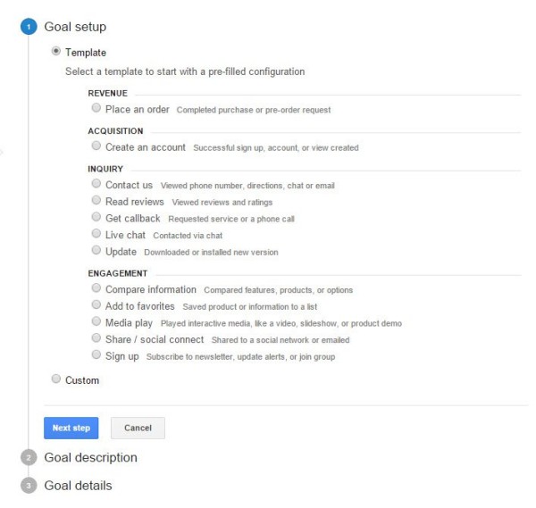 Google Analytics 102: How To Set Up Goals, Segments, And Events In Google Analytics image goal types.jpg 600x569