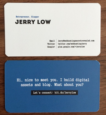 7 Quick Ways To Promote Yourself (And Your Blog) image jerry low name card.jpg