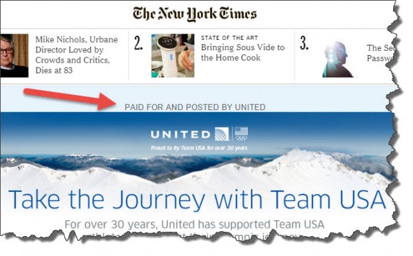 Sponsored content in the New York Times