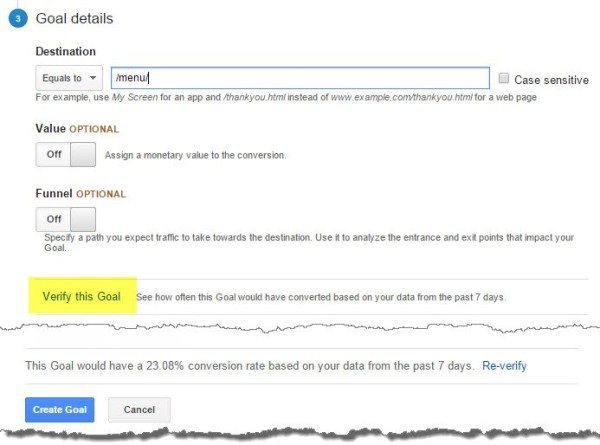 Google Analytics 102: How To Set Up Goals, Segments, And Events In Google Analytics image verify your goals.jpg 600x445