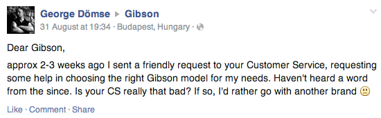 Gibson Facebook Business Page Post