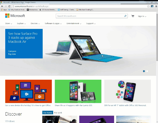 Microsoft website design