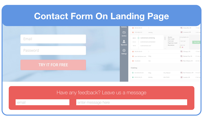 Add a contact form on your landing page