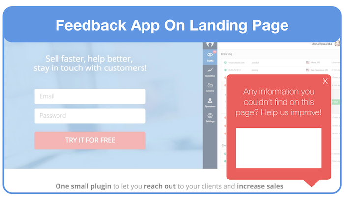 add a feeback app to landing page