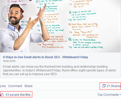 Moz post sharing on Facebook