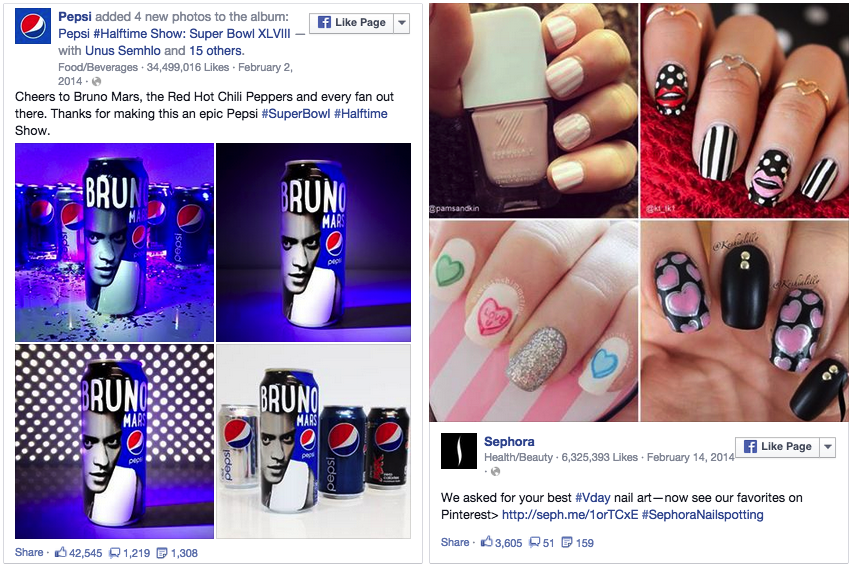 Pepsi and Sephora on Facebook