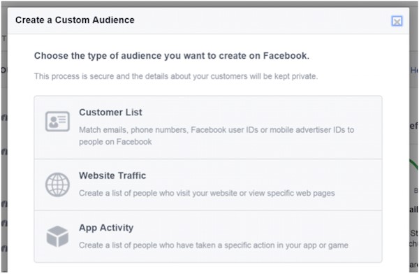 Facebook ad targeting create custom audience
