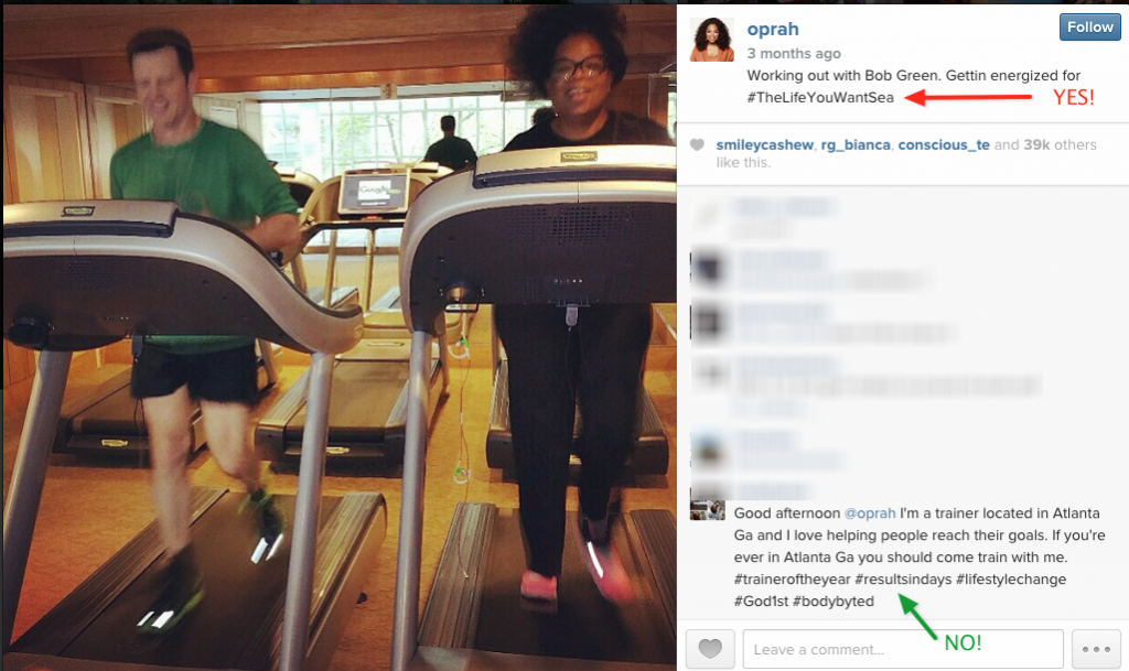 Oprah uses just one hashtag to promote her upcoming cruise. But the commenter 