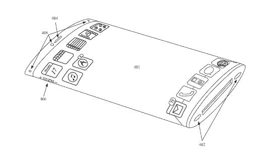 Apple's illustration of the wraparound screen in the patent filing