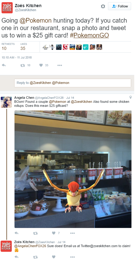 Using popular culture to drive local positioning - Zoes Kitchen Pokemon Go
