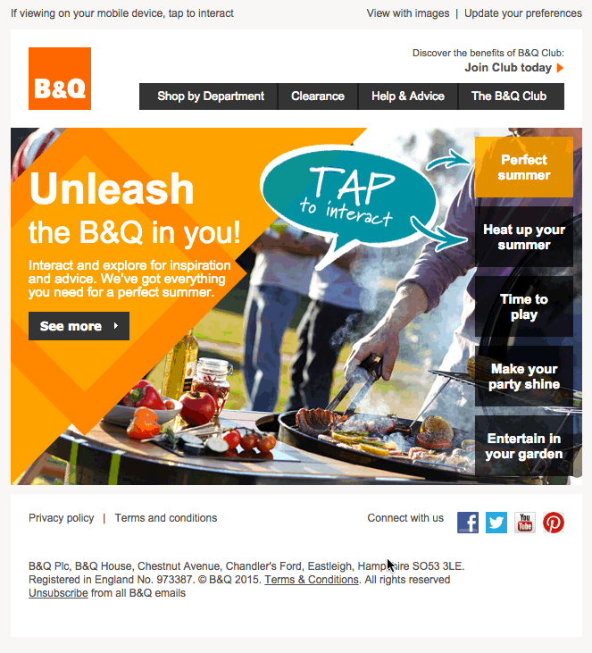 B&Q carousel in email example