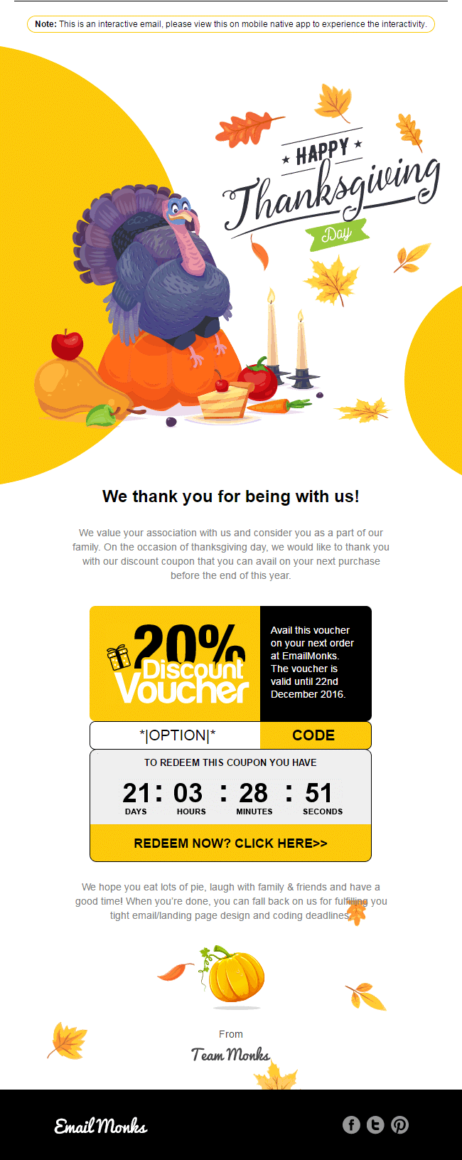 Thanksgiving email -EmailMonks