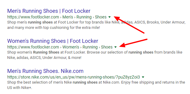 Anatomy of a Google search listing