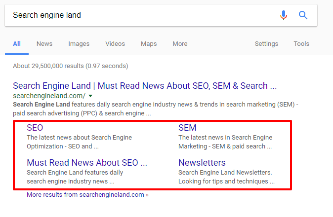 Anatomy of a Google search listing