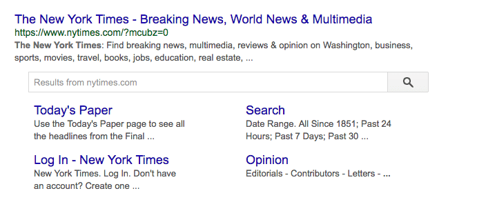 Anatomy of a Google search listing