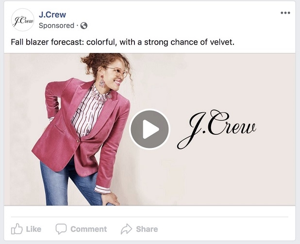 Facebook ad transparency ecommerce strategy Jcrew gif