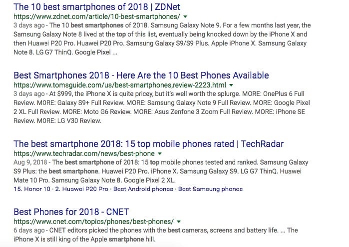 best smartphones bing vs google
