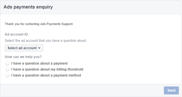 contact facebook about Facebook payment or facebook coupons