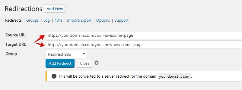 How to redirect a page in WordPress?
