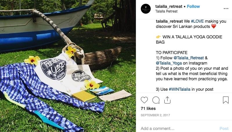 Instagram giveaway post with branded hashtags
