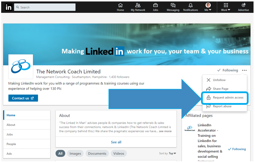 How Can I Get to Become Admin on a LinkedIn Company Page?