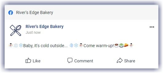 How to Decorate Your Social Media for the Holidays Example Facebook post text with too many emojis