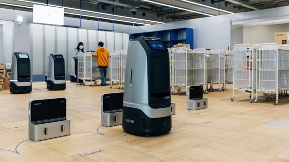 This futuristic office was designed for 5,000 people—and 100 robot coworkers
