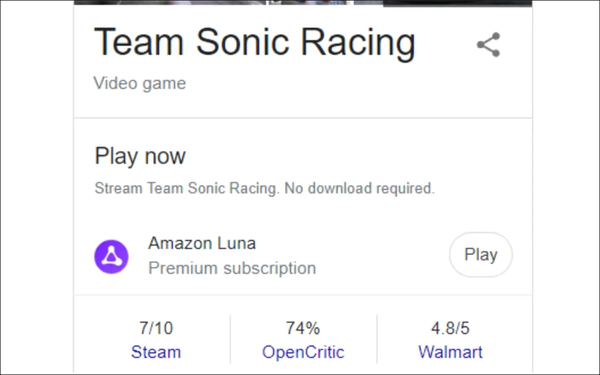 Google Provides Access To Gaming From Search Results