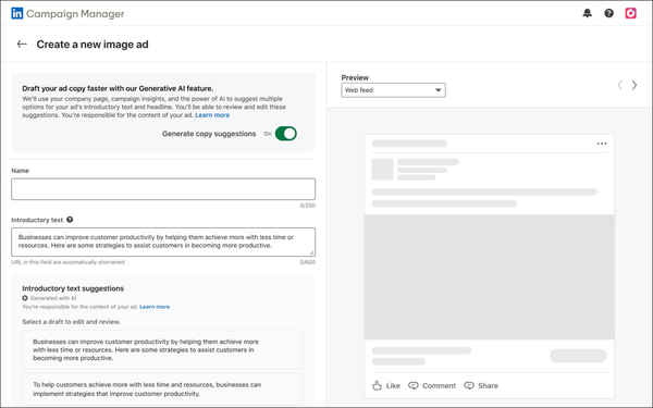 LinkedIn Tests AI Prompts For Ad Generation In 'Campaign Manager'
