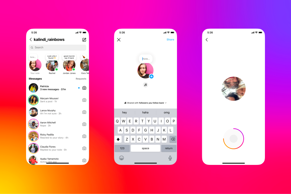 Instagram Notes can now include two-second looping videos