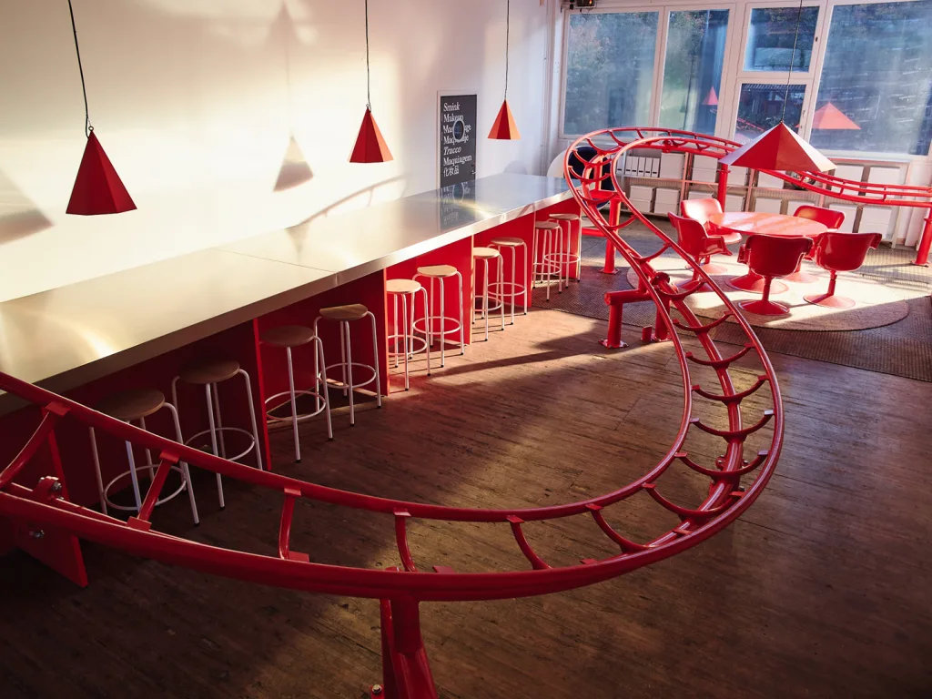 Think your office is fun? This Swedish studio has a fully-functioning indoor roller coaster Think your office is fun? This Swedish studio has a fully-functioning indoor roller coaster