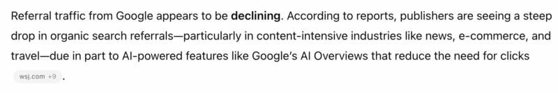 Google says web traffic isn’t declining. Google Gemini and five other LLMs disagree.