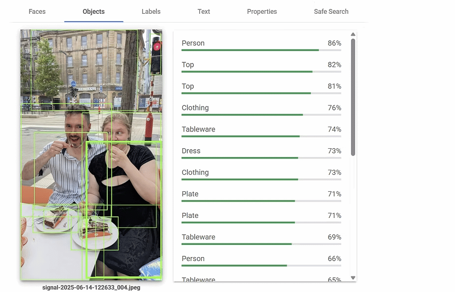 Your brand, everywhere: Engineering discoverability in a multimodal world by Semrush Enterprise Google Vision API Object analysis in a photo.
