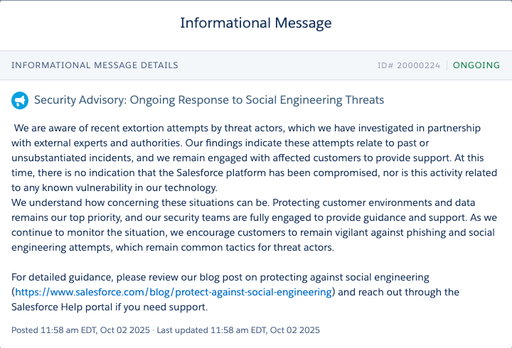 Salesforce says social engineering to blame for breaches leading to ransom demands Salesforce says social engineering to blame for breaches leading to ransom demands