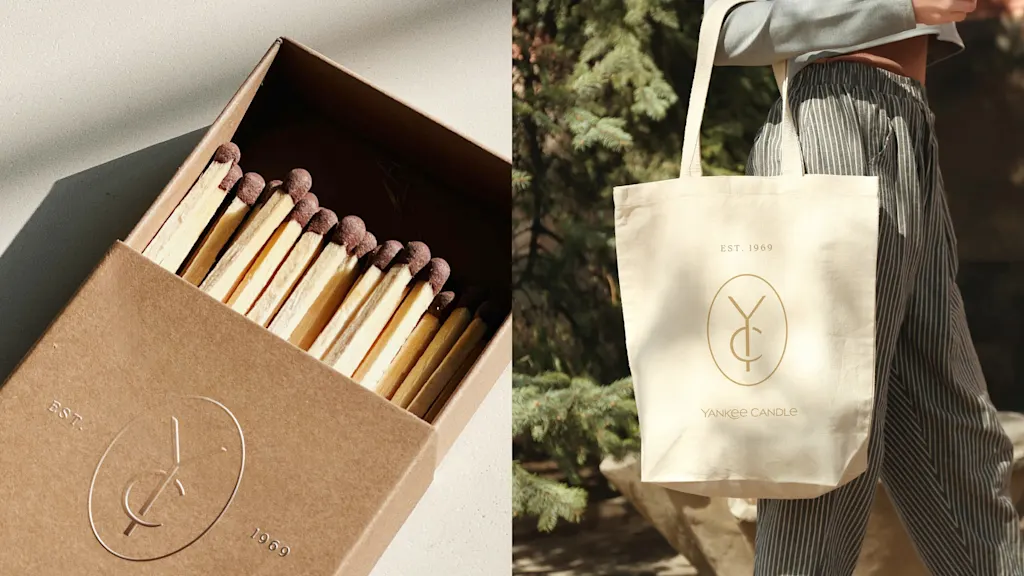 Yankee Candle designed a new luxury candle line Yankee candle branded matches and tote bag