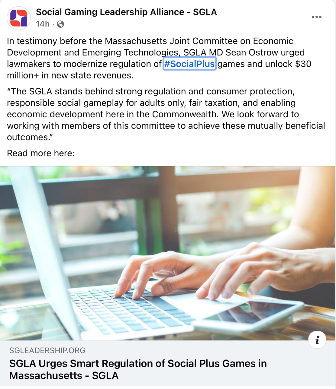 SGLA testifies before Massachusetts committee about ‘Social Plus’ gaming SGLA testifies before Massachusetts committee about ‘Social Plus’ gaming